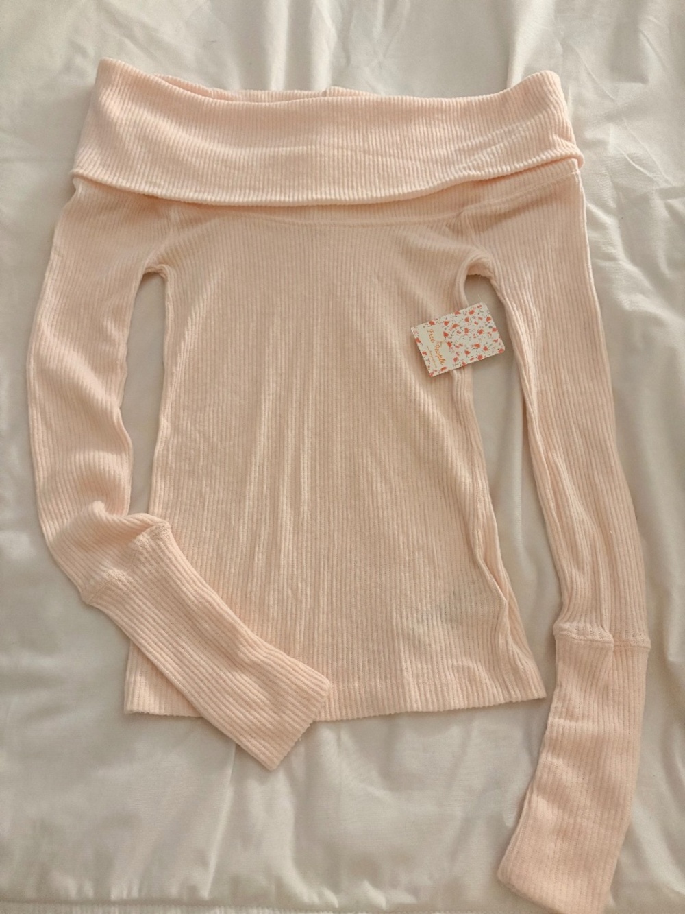 Free People Off-the-Shoulder Pink Sweater